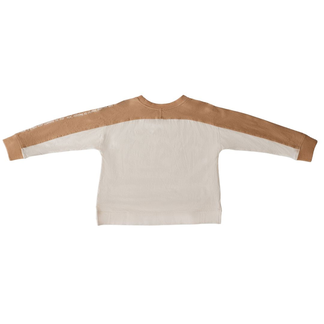"Style Beyond Gender Boundaries" – FITTEM's Ivory & Brown Long-Sleeve Shirt: Contemporary Children's Fashion Redefined.