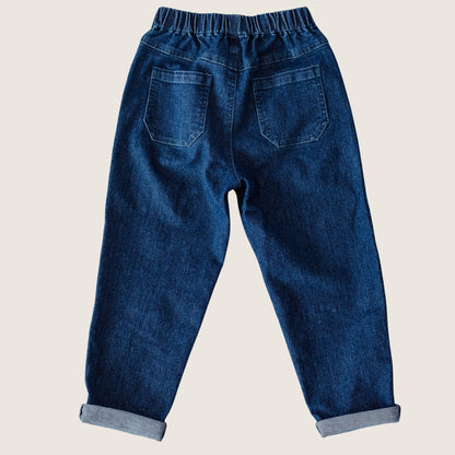 Kids denim pants back "Sophisticated Casual: Brown Leather Takes It Up a Notch"