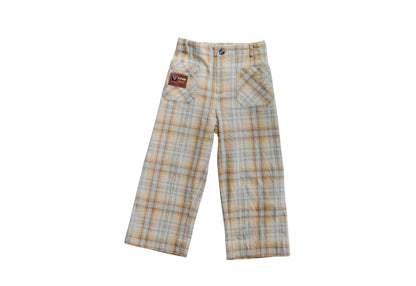 Hampton Plaid Pants front with muted plaid, two patch pockets and a Fittem label